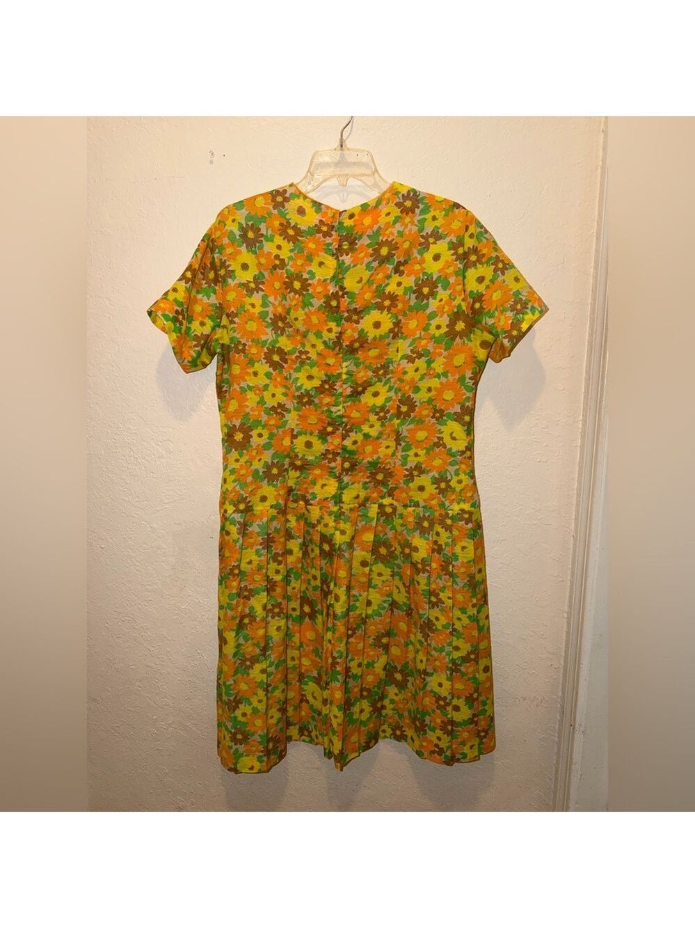 Vintage 60s 70s Floral Flower Power Short Sleeve Dress cottagecore granny - Picture 3 of 8